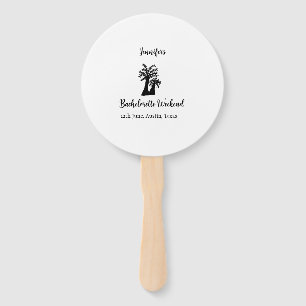 Bachelorette weekend coconut tree club add name  hand fan