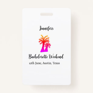 Bachelorette weekend coconut tree club add name  ID badge