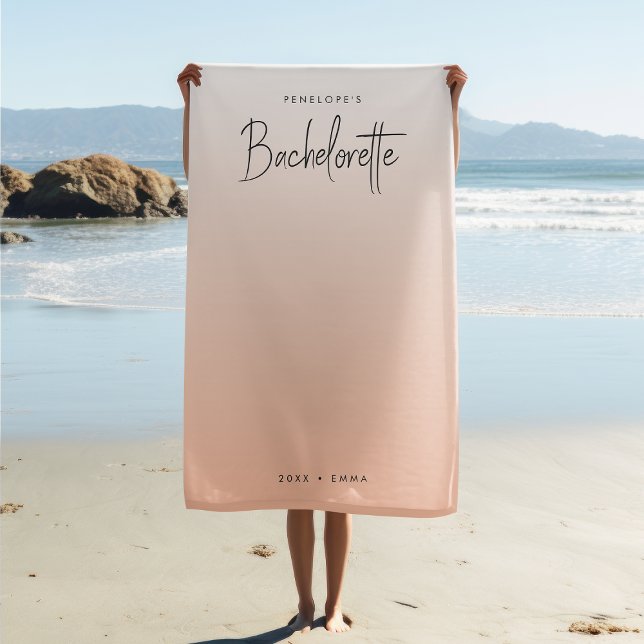 Bachelorette Weekend | Coral Ombre Elegant Peach Beach Towel (Creator Uploaded)