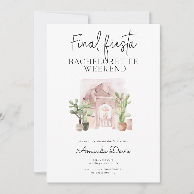 Bachelorette Weekend Final Fiesta Desert Western  Invitation (Front)