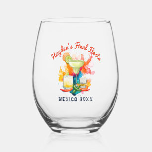 Bachelorette Weekend Final Fiesta Personalized Stemless Wine Glass
