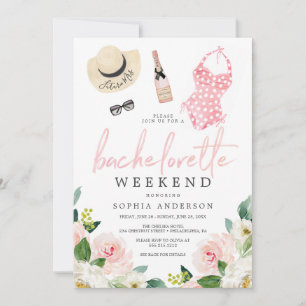 Bachelorette Weekend Itinerary Airy Blush Floral Invitation