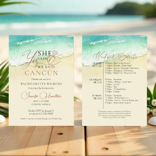 Bachelorette Weekend Itinerary Cancun Beach Invitation