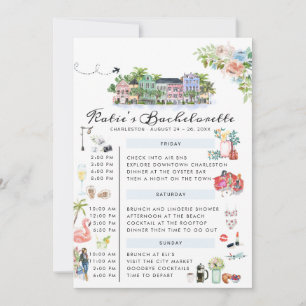Bachelorette Weekend Itinerary Charleston, SC Invitation