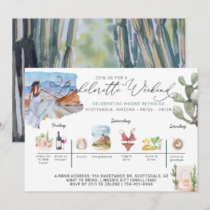 Bachelorette Weekend Itinerary   Desert Cactus Inv Invitation