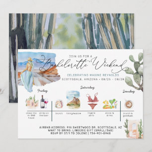 Bachelorette Weekend Itinerary Desert Cactus Invitation