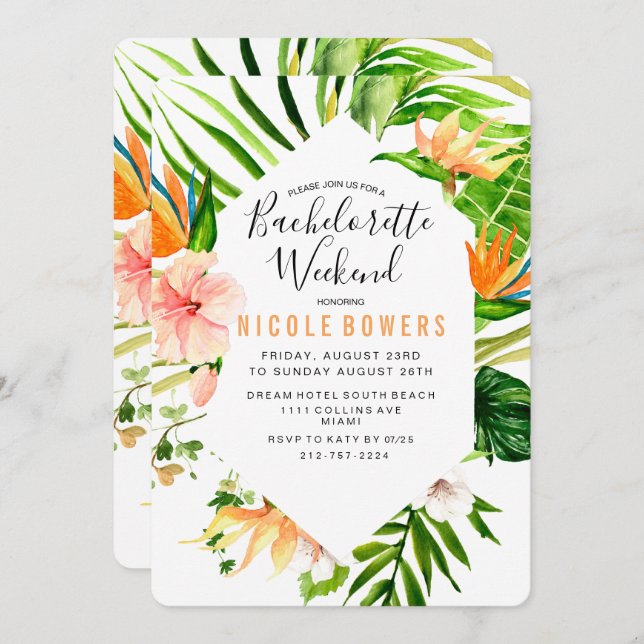 Bachelorette Weekend Itinerary Invitation (Front/Back)