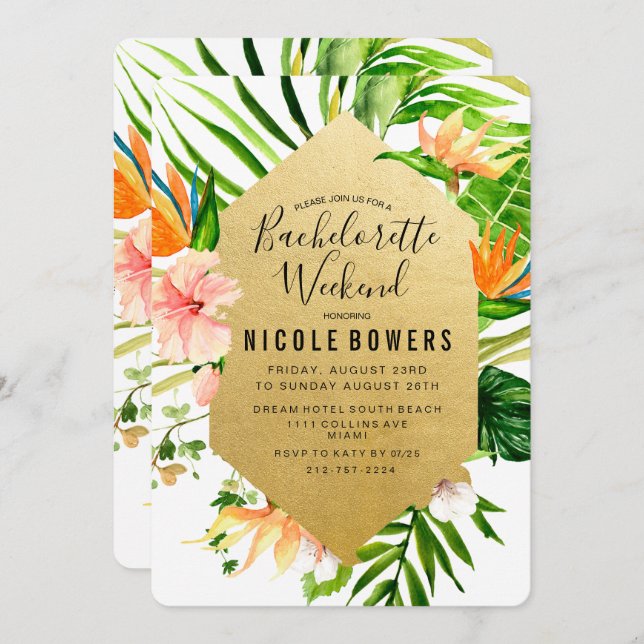 Bachelorette Weekend Itinerary Invitation (Front/Back)