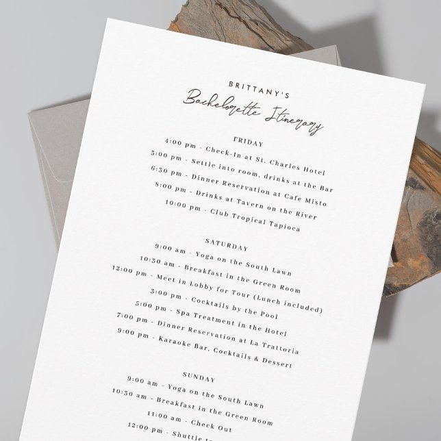 Bachelorette Weekend Itinerary Invitation (Creator Uploaded)