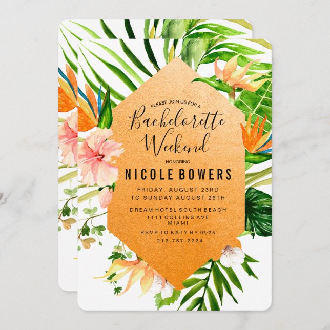 Bachelorette Weekend Itinerary Invitation (Front/Back)