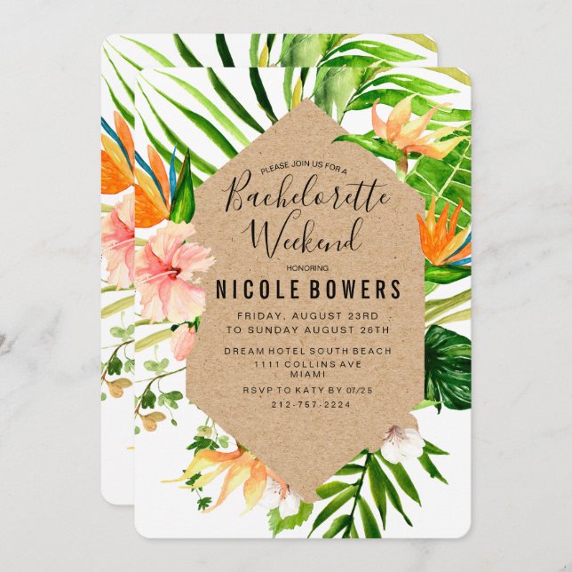 Bachelorette Weekend Itinerary Invitation (Front/Back)