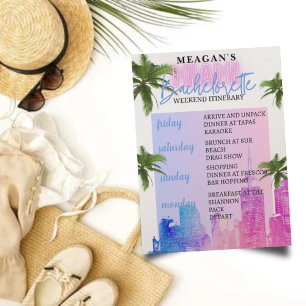 Bachelorette Weekend Itinerary   Miami Beach Invitation