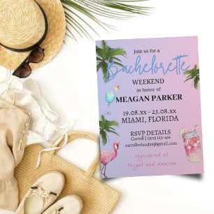 Bachelorette Weekend Itinerary   Miami Beach Invitation