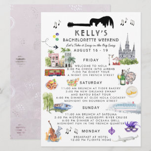 Bachelorette Weekend Itinerary New Orleans Invitation