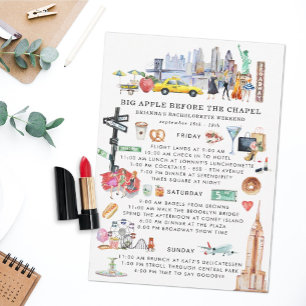 Bachelorette Weekend Itinerary   New York City Invitation