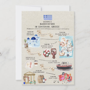 Bachelorette Weekend Itinerary   Santorini Greece Invitation