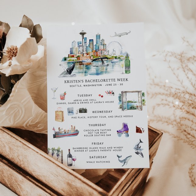 Bachelorette Weekend Itinerary | Seattle Invitation (Creator Uploaded)