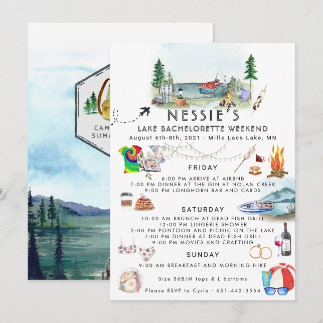 Bachelorette Weekend Itinerary | Summer Camp (Front/Back)