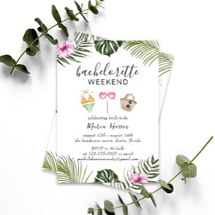 Bachelorette Weekend Itinerary Tropical Beach Invitation