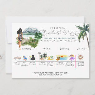 Bachelorette Weekend Itinerary Tropical Palm Invitation