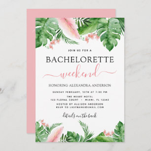 Bachelorette Weekend Itinerary Tropical Palms Invitation