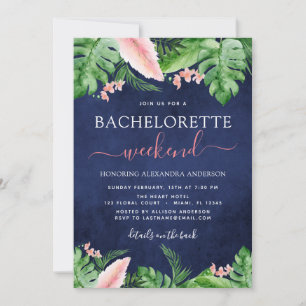 Bachelorette Weekend Itinerary Tropical Palms Invitation