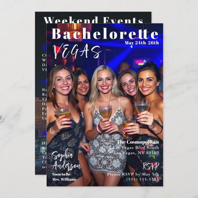 Bachelorette Weekend Magazine Cover Invitation (Front/Back)