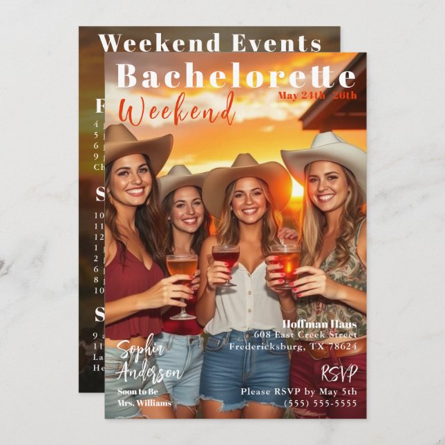 Bachelorette Weekend Magazine Cover Invitation (Front/Back)