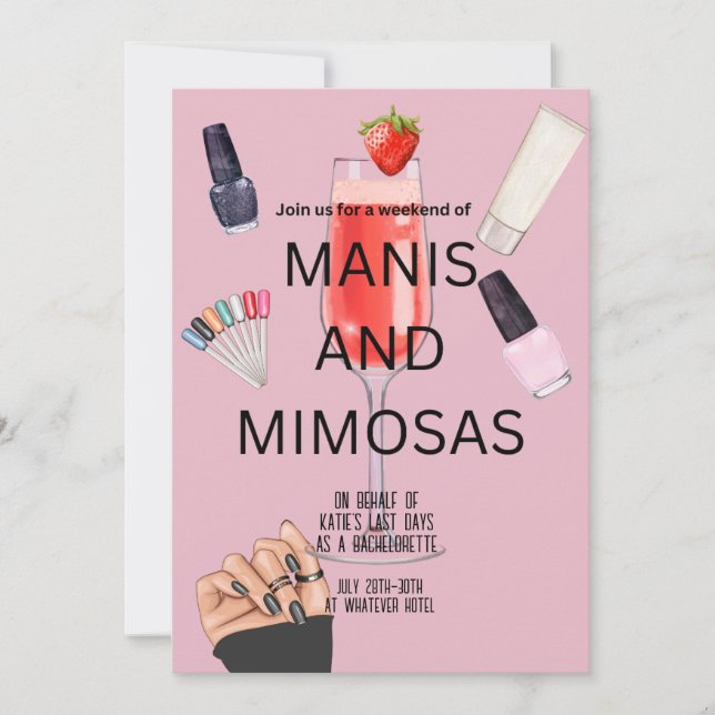 Bachelorette Weekend Mani & Mimosas  Invitation (Front)