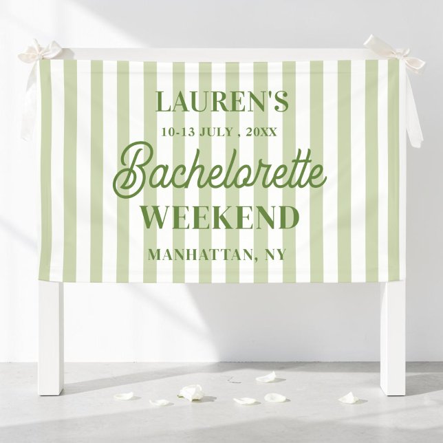 Bachelorette Weekend Olive Green Striped Banner (Creator Uploaded)