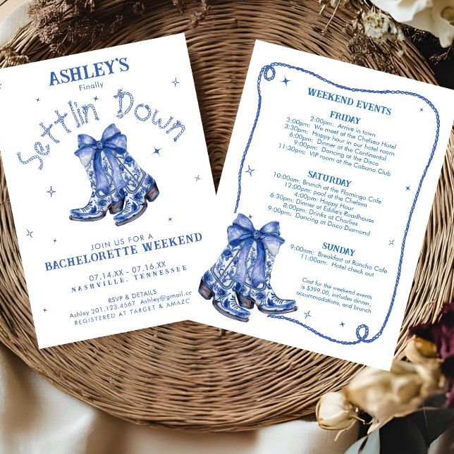 Bachelorette Weekend Party Blue Invitation (Creator Uploaded)