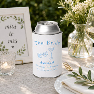 Bachelorette Weekend Party Bride Beach Blue Can Cooler