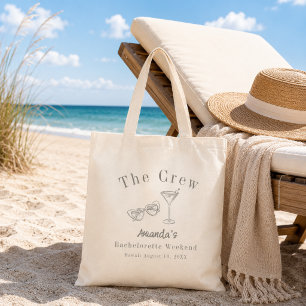 Bachelorette Weekend Party Crew Sage Green Beach Tote Bag