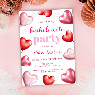 Bachelorette Weekend Party Cute Girly Pink Hearts Invitation