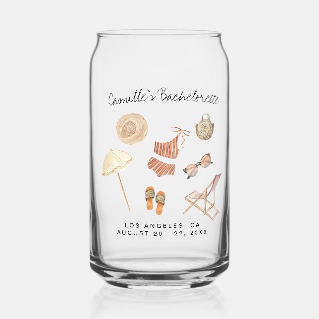 Bachelorette Weekend Party Favour Personalised Sho Can Glass (Front)
