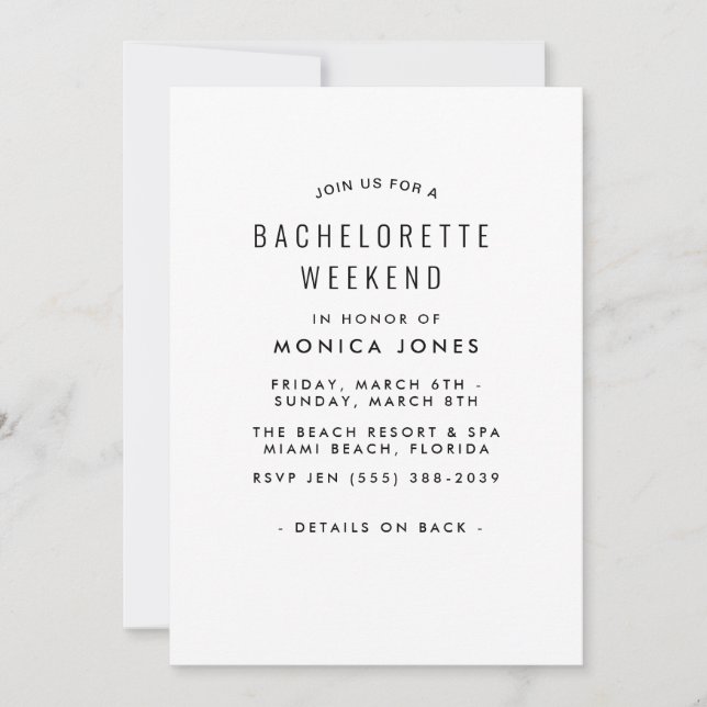 Bachelorette Weekend party invitation (Front)
