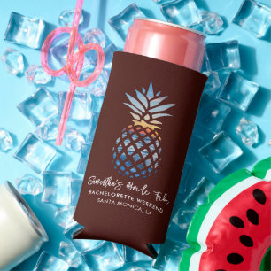 Bachelorette Weekend Party Pineapple Script Seltzer Can Cooler
