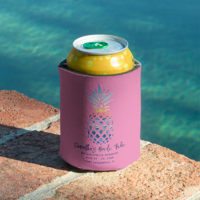 Bachelorette Weekend Party Tropical Themed Can Cooler (In Situ Pool)