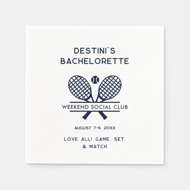 Bachelorette Weekend Tennis Club Party Custom Napkin (Front)