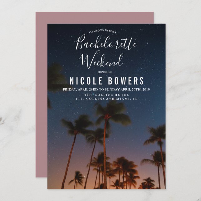 Bachelorette Weekend Tropical Invitation (Front/Back)