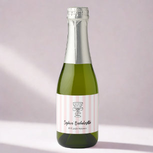 Bachelorette Wine Label   Pink Stripe