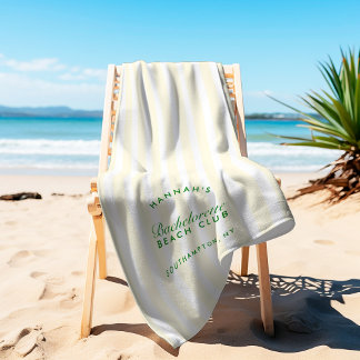 Bachelorette Yelloe & Green Retro Modern Beach Towel