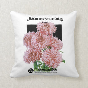 Bachelors Buttons Seed Packet Label Cushion