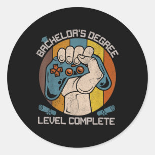 Bachelors Degree Level Complete Gamer Graduation C Classic Round Sticker