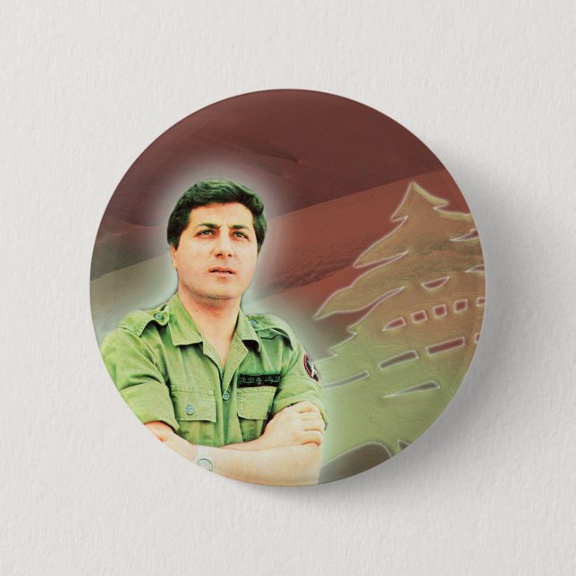 Bachir Gemayel Lebanse President 6 Cm Round Badge (Front)