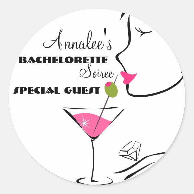 Bachlorette Martini Classic Round Sticker (Front)