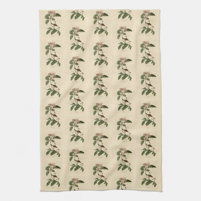 Bachman's Finch (Sparrow) Audubon Birds of America Tea Towel (Vertical)
