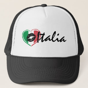 Baci Kiss Love Italy Italia Heart Flag Trucker Hat