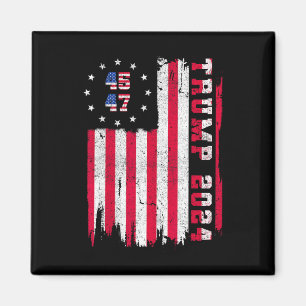 Back) 45 47 Trump 2024 American Flag  Magnet
