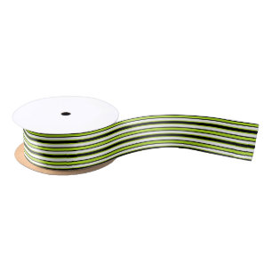 Back and Forth Black and Lime Green Satin Ribbon